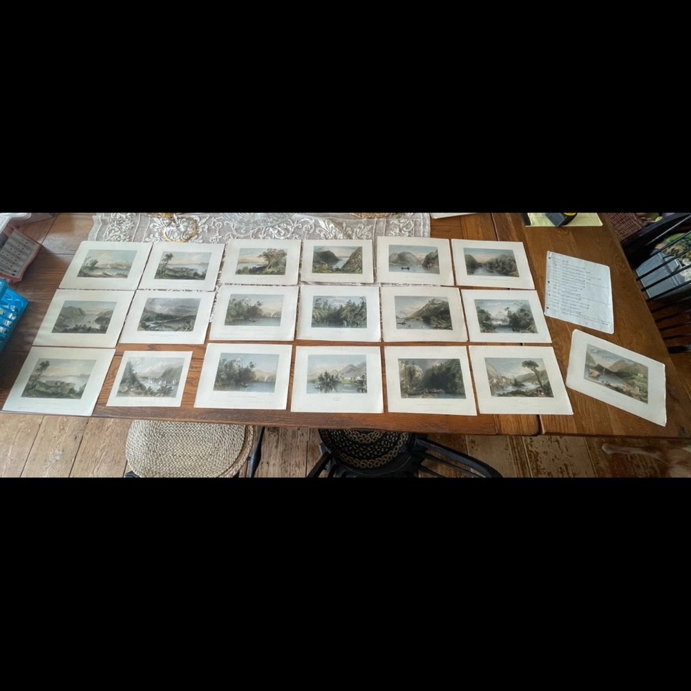 19 {NINETEEN!!} WH Bartlett c1830s hand colored Antique PRINTS - Lot #1